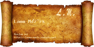 Lamm Márk névjegykártya